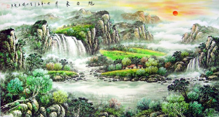 风水山水画水流方向的讲究 - 第一字画网