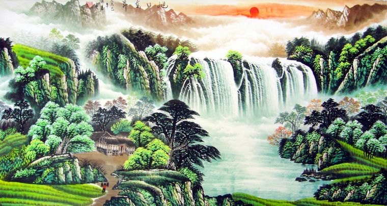 风水山水画水流方向的讲究 - 第一字画网