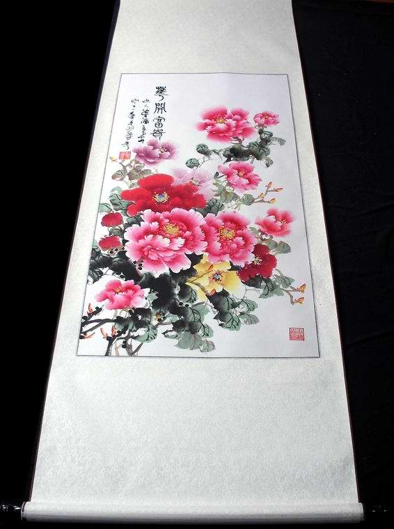 竖幅牡丹国画