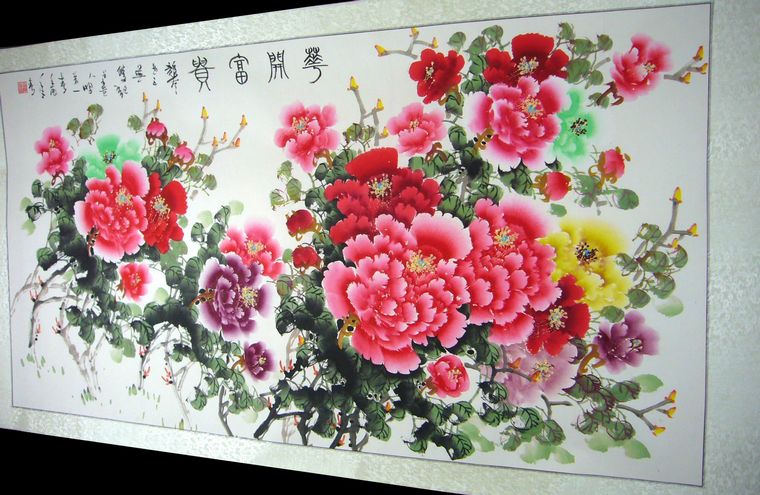 六尺国画牡丹 - 第一字画网_动物世界 六尺国画牡丹 - 第一字画网