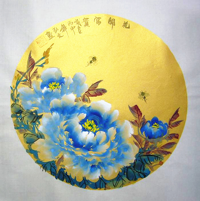 圆形牡丹图