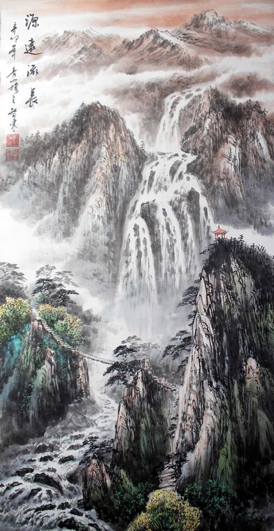四尺竖幅山水画