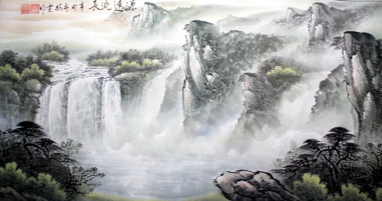 四尺水墨山水画