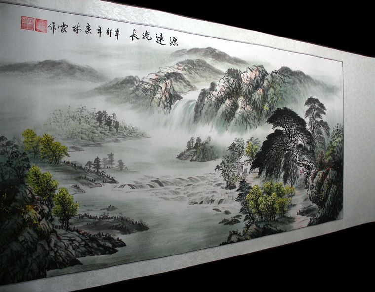 四尺横幅国画山水画作品