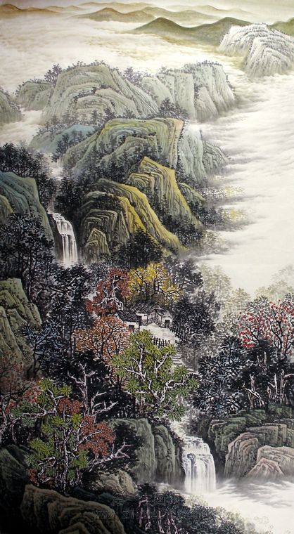 六尺竖幅山水画