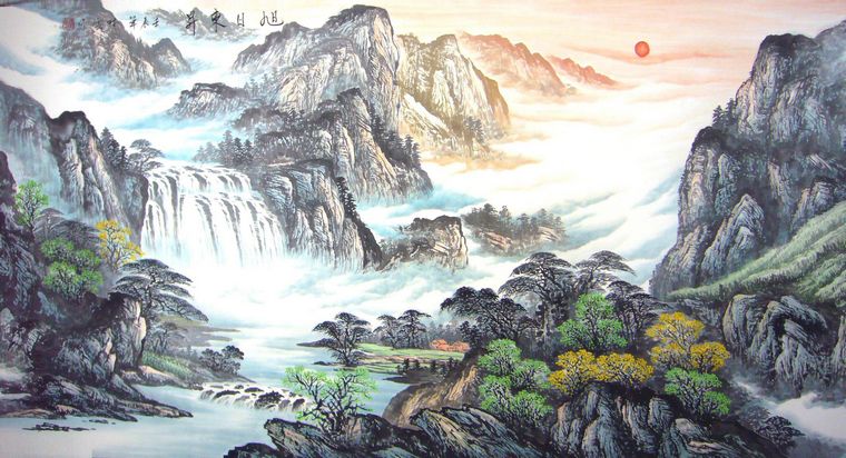 客厅风景山水画,林云老师这幅作品适合挂办公室,或家里的客厅,裱完后