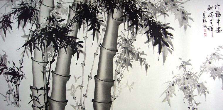 四尺墨竹画
