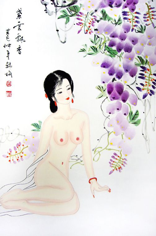 仕女图出水芙蓉