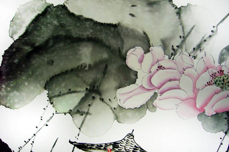 国画荷花水墨画