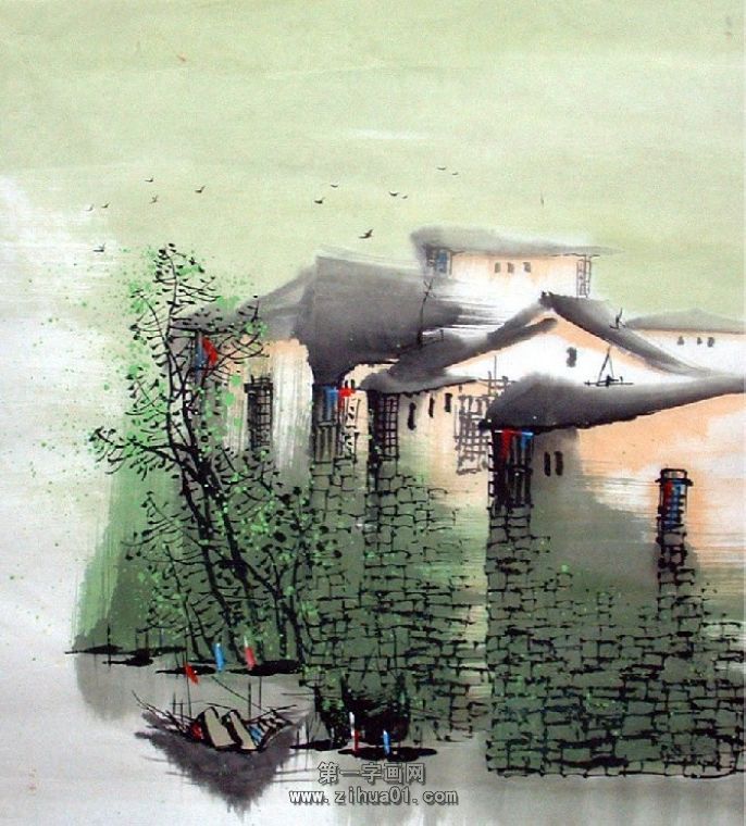 江南水乡山水国画