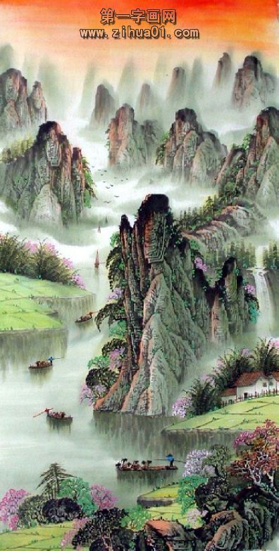 四尺竖幅山水画