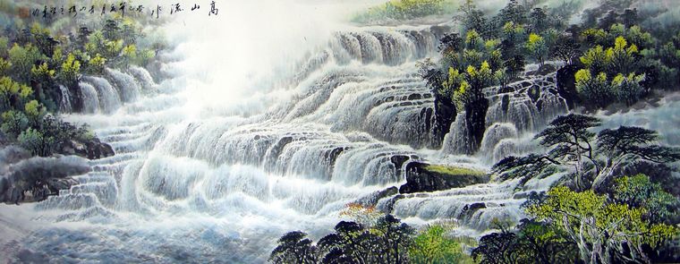 尽显在画面中,适合挂在客厅或办公室,是幅彰显档次的小六尺山水佳作