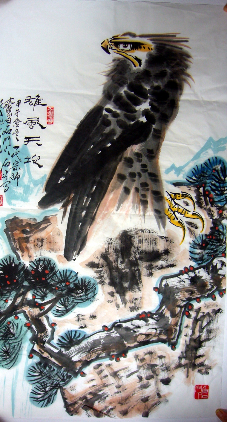 英雄乾坤雄鹰图,齐白石入室弟子,著名书画大师刘永泰