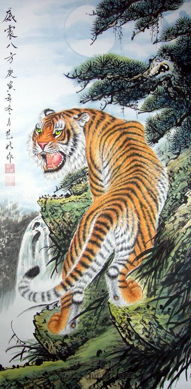 工笔画上山虎