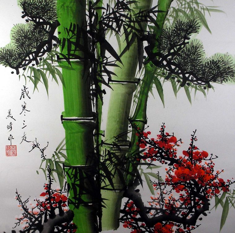 四尺斗方岁寒三友 - 第一字画网